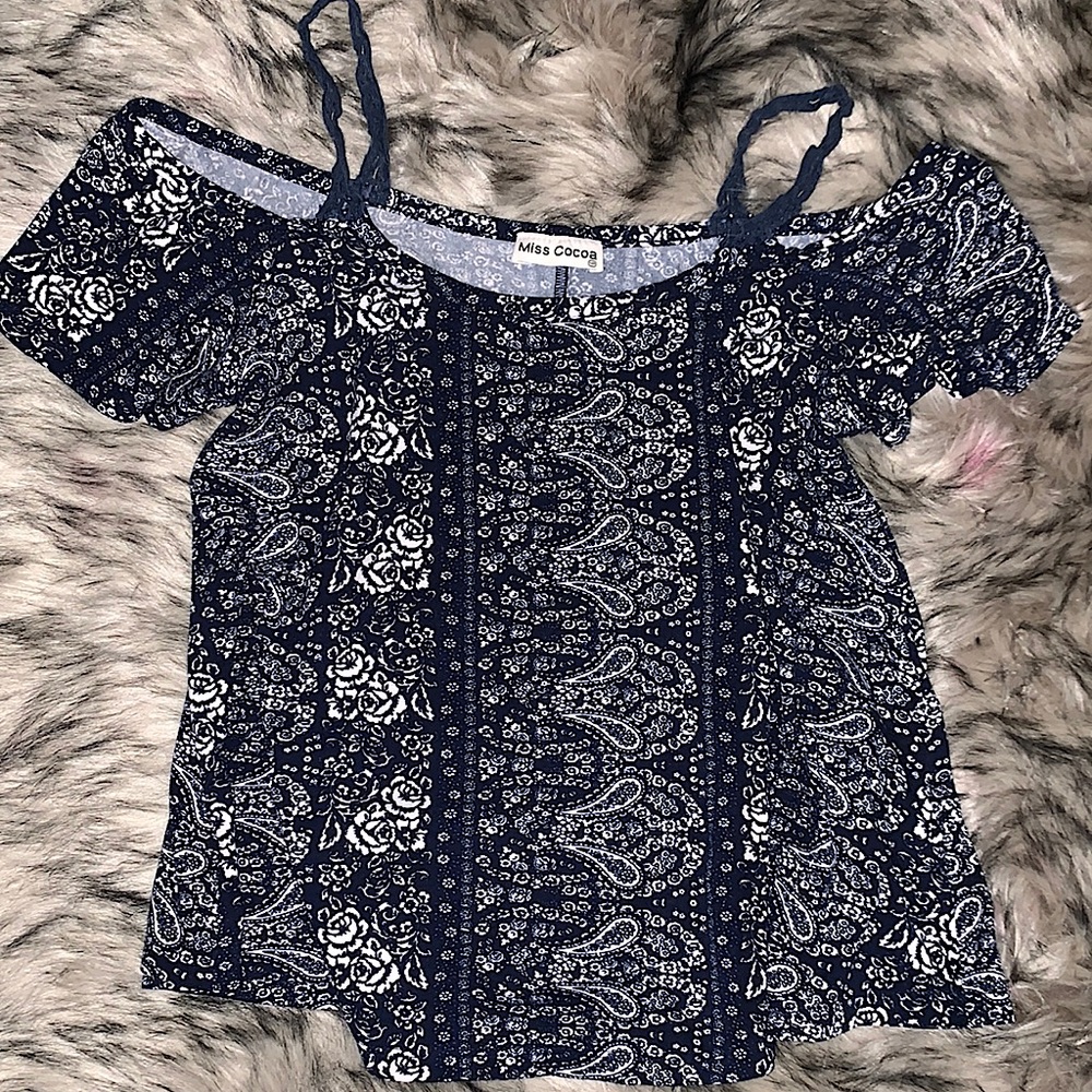 Miss Cocoa Navy Floral Top